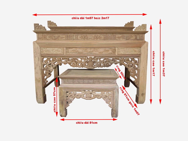 Kích thước bàn thờ theo thước lỗ ban