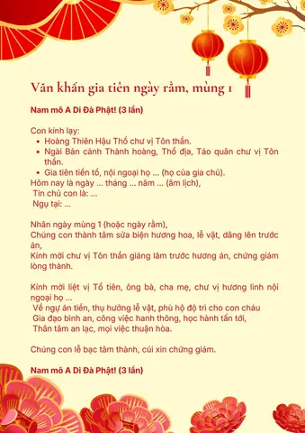 Bài Văn Khấn Gia Tiên Ngày Mùng 1