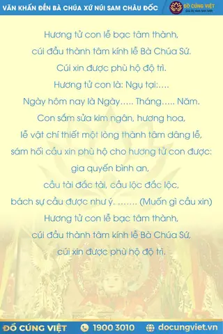 Văn Khấn Cúng Bà Chúa Xứ Châu Đốc Văn Khấn Cúng Bà Chúa Xứ Châu Đốc